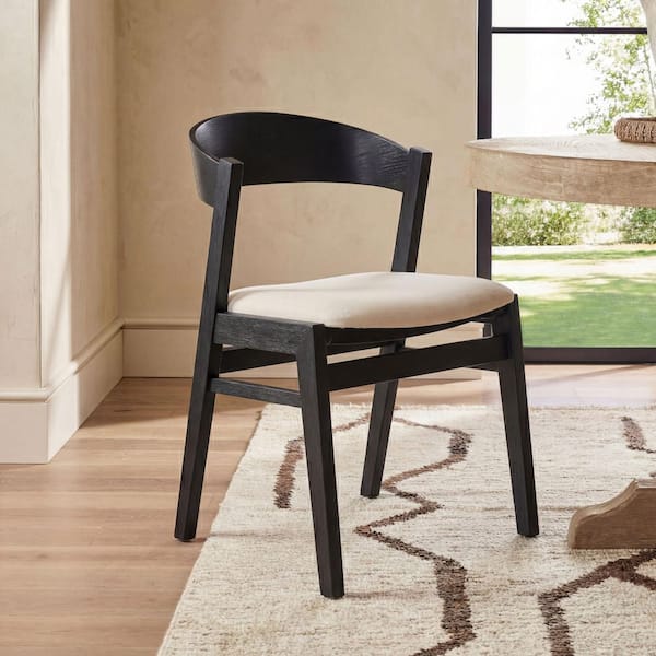 【良品】Hommage Dining Chair NewRidge Home Goods Zia Black Wood Dining Chair with Upholstered