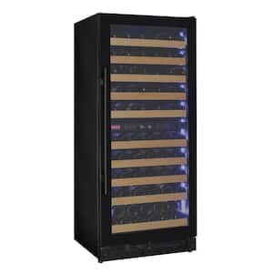 119-Bottle 55 in. Tall Dual Zone Right Hinge Wine Cellar Cooling Unit in Black Glass