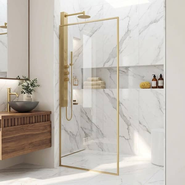 VIGO Meridian 34 in. W x 74 in. H Framed Fixed Shower Screen Door