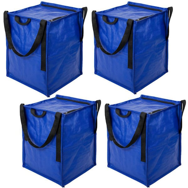 22 Gal. Heavy Duty Zipper Top Tote Storage Bag, Blue 4-pack
