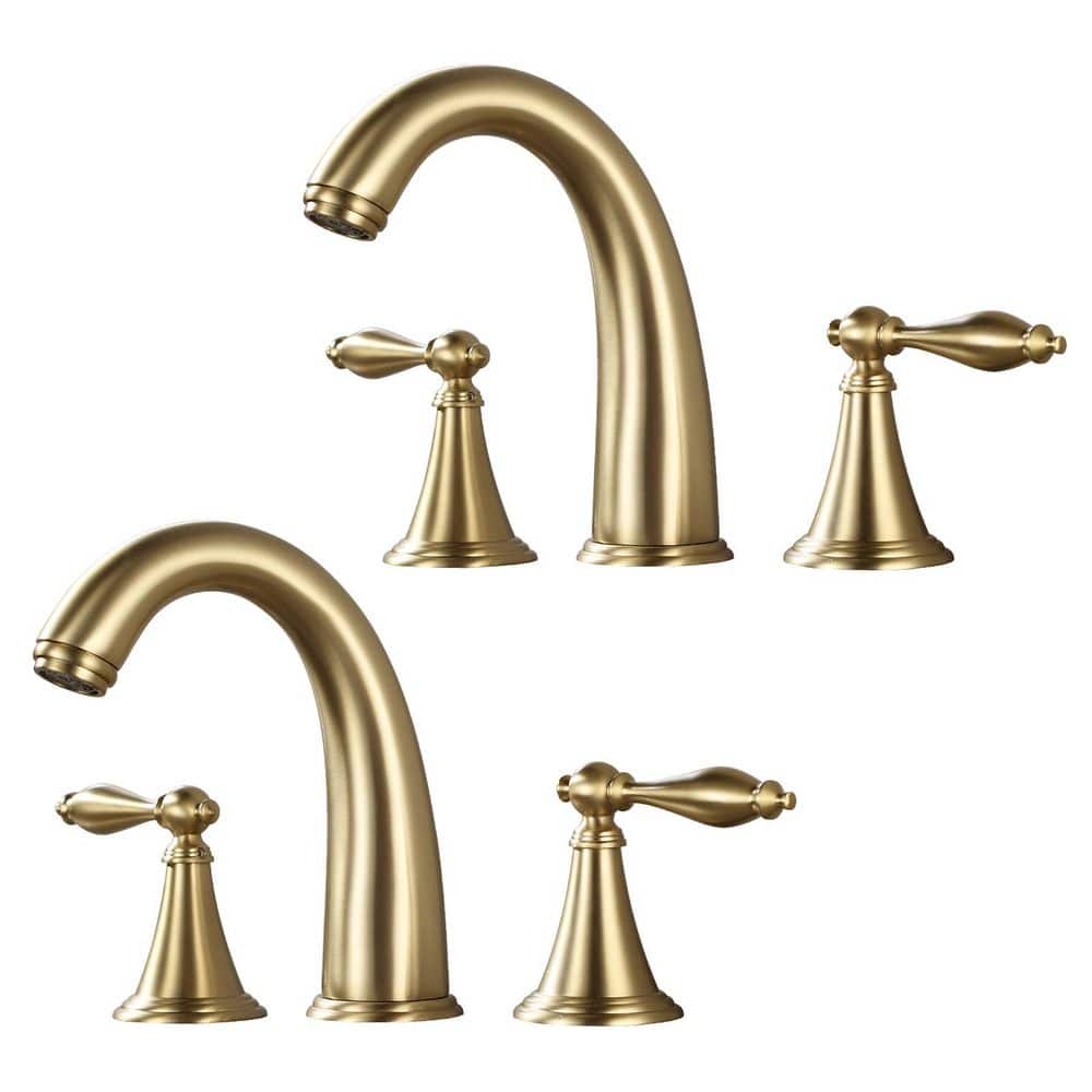 2 Handles 8 in. Widespread Bathroom Faucet 3-Hole Bathroom Sink Faucet in Polished Chrome(2-Pack) price history on PriceWatchPro