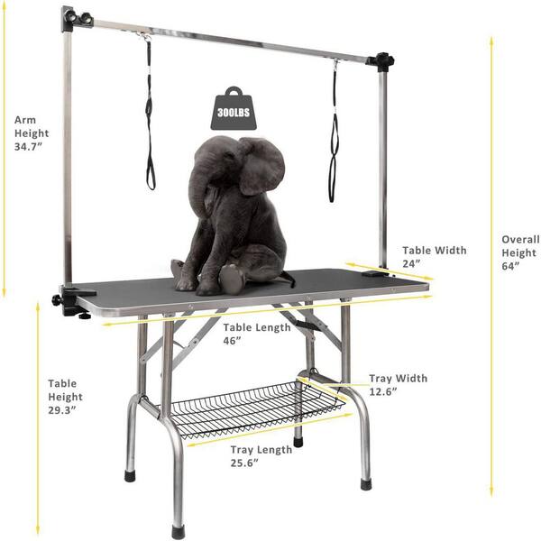 HOMLUX 46 in. Folding Pet Grooming Table Black Big Size Heavy Duty