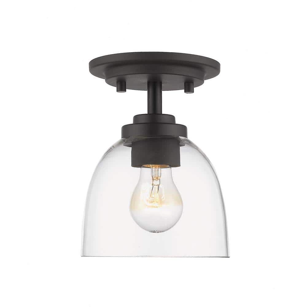 Bronze and Clear Glass 6" Indoor/Outdoor Flush Mount Light