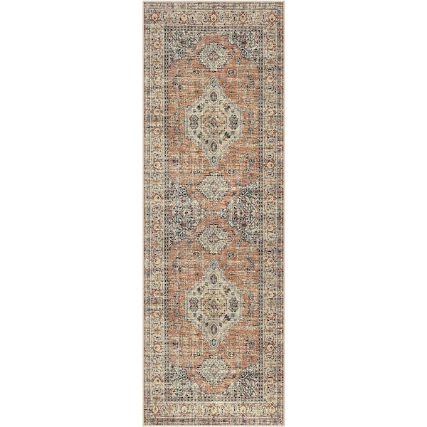 Multi-Colored 2 ft. x 5 ft. Oriental Rubber Washable Rug Runners for Hallways
