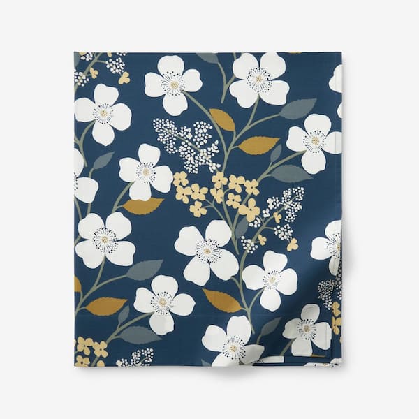 The Company Store Company Cotton Adley Floral Navy Cotton Percale Twin/Twin XL Flat Sheet