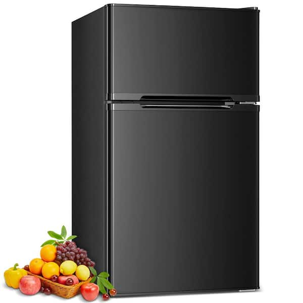 Classic 19.37 in. 3.1 cu. ft. 2-Door Mini-Refrigerator in Black with Compact Freezer Low Noise