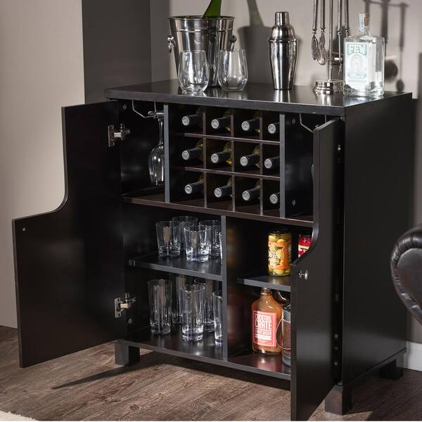 Baxton Studio Murano Contemporary Dark Brown Wood Finish Wine Cabinet