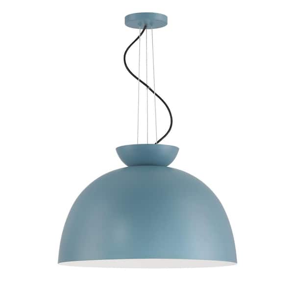 CRAFTMADE Ventura Dome 60-Watt 1-Light Dusty Blue Finish Dining/Kitchen Island Pendant with Steel Shade, No Bulbs Included