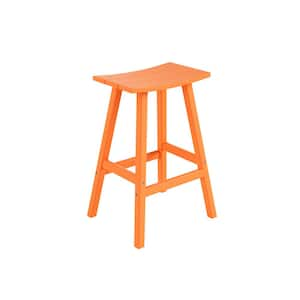 Franklin Orange 29 in. Poly HDPE Fade Resistant Outdoor Patio Saddle Seat Pub Height Bar Stool