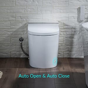 Intelligent 1.0 GPF /1.6 GPF Elongated Toilet in White with Foot Sensor Function, Auto Open and Auto Close