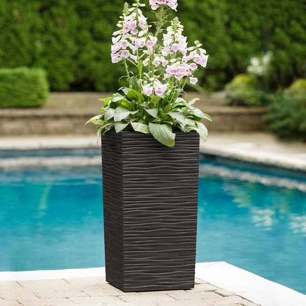 13.5 in. Celestine Slate Recycled Materials Self-Watering Planter (13.5 in. L x 13.5 in. W x 26 in. H)