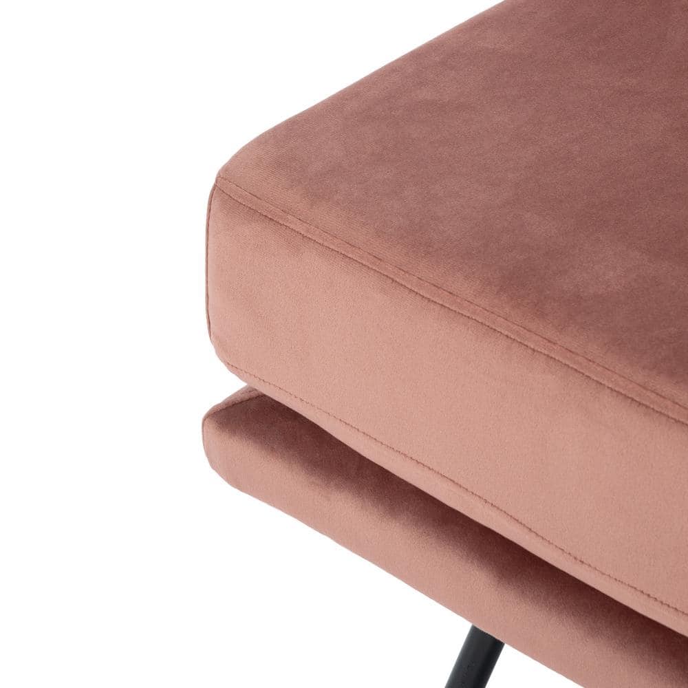 Dusty Rose Velvet & Black Metal Mid-Century Accent Chair