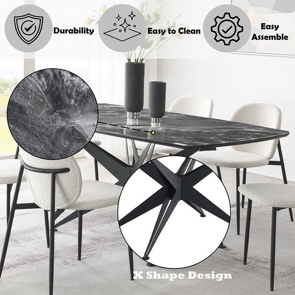 Acme Furniture Thalie Crystal Tempered Glass Top and Black Cross