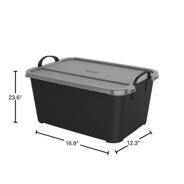 Blue Hawk Medium 19-Gallons (76-Quart) Gray Tote with Latching Lid at