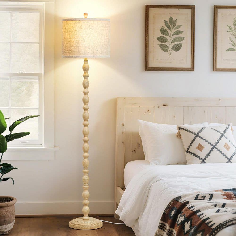 "62"" Cream Farmhouse Standard Floor Lamp Adjustable Color Temperature Standing Lamp, Resin Corner Lamps for Office." price history on PriceWatchPro