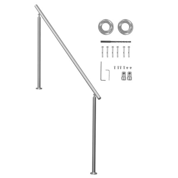 SVOPES Handrails for Outdoor Steps, 41.73 in. H x 3.43 in. W, Silver, Stainless Steel, Stair Railing Kit, for Seniors, Porch