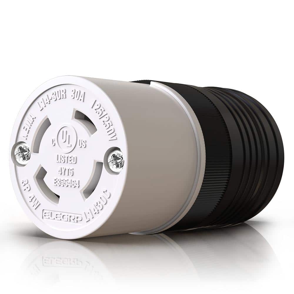 30 Amp 125-Volt/250-Volt NEMA L14-30R Locking Connector, Industrial Grade Grounding Heavy Duty, Black/White price history on PriceWatchPro