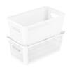 SIMPLIFY 11.4 in. L x 6.5 in. W x 4.5 in. H 2 Pack Slide 2 Stack It Small Storage Tote Baskets Closet Drawer Organizer in White 25934-WHITE