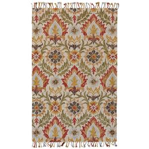 Calendra Golden Olive/Vermillion 4 ft. x 6 ft. Abstract Wool Area Rug