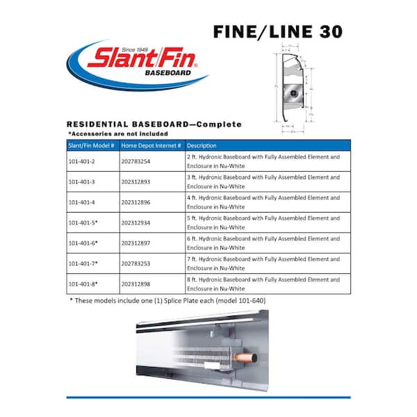 Slant/Fin Fine/Line 30 Hot Water Baseboard with Fully