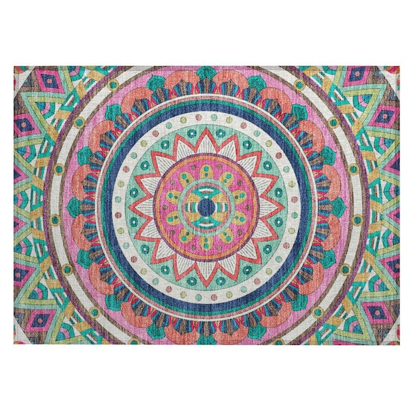 Chantille Machine Washable Indoor/Outdoor Abstract ACN2277 Pink 1 ft. 8 in. x 2 ft. 6 in. Accent Rug