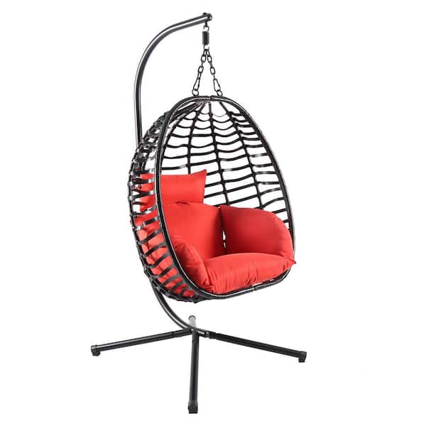 cenadinz Wicker Patio Swing Egg Chair With Stand For Outside, 300 LBS Capacity