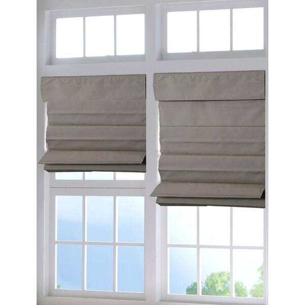 Perfect Lift Window Treatment Tan Cordless Fabric Roman Shade - 52 in. W x 64 in. L