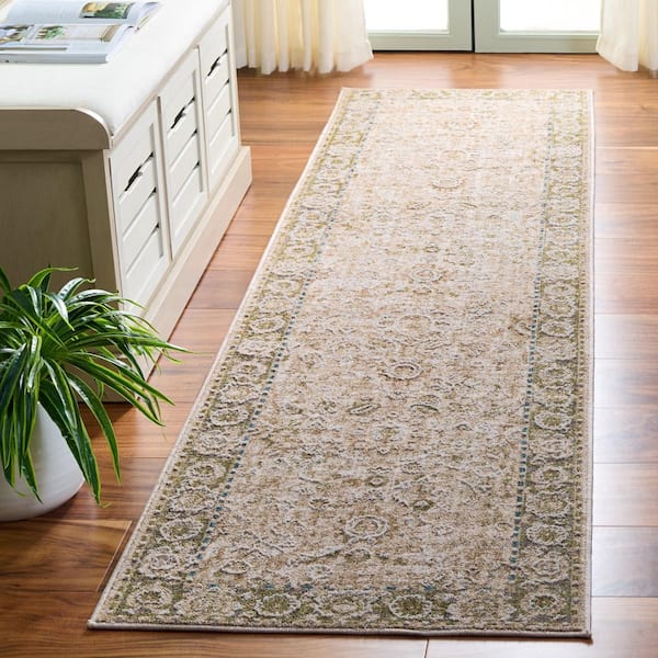Finley 2 ft. x 10 ft. Green/Beige Medallion Runner Rug