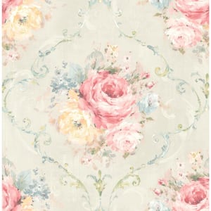 Bouquet BeigeandRose Paper Non-Pasted Strippable Wallpaper Roll (Cover 56.05 sq. ft.)