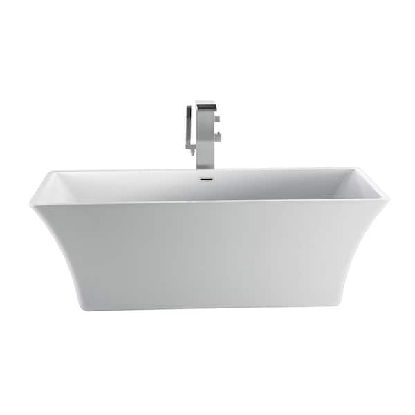 Barclay Products Taylor 67 in. Acrylic Flatbottom Non-Whirlpool Bathtub in White with Integral Drain in Polished Nickel