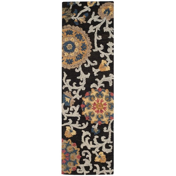 Blossom Charcoal/Multi 2 ft. x 10 ft. Floral Runner Rug