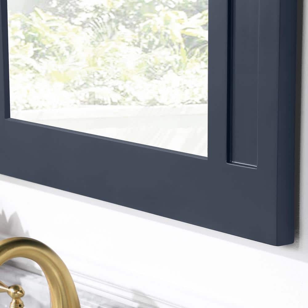 Midnight Blue Rectangular Wood Framed Bathroom Vanity Mirror
