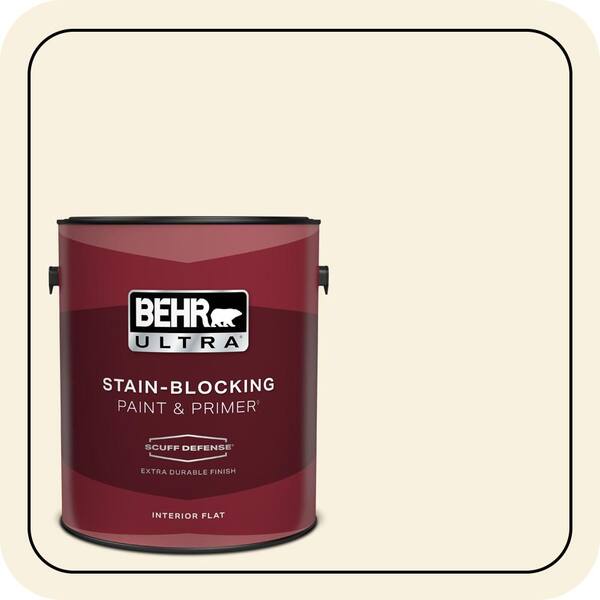 BEHR ULTRA 1 gal. #340C-1 Powder Sand Extra Durable Flat Interior Paint & Primer