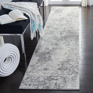 Tulum Ivory/Gray 2 ft. x 11 ft. Rustic Distressed Runner Rug