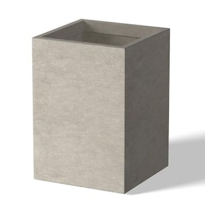 Modern 13 in. High Large Tall Tapered Square Light Gray Outdoor Cement Planter Plant Pots