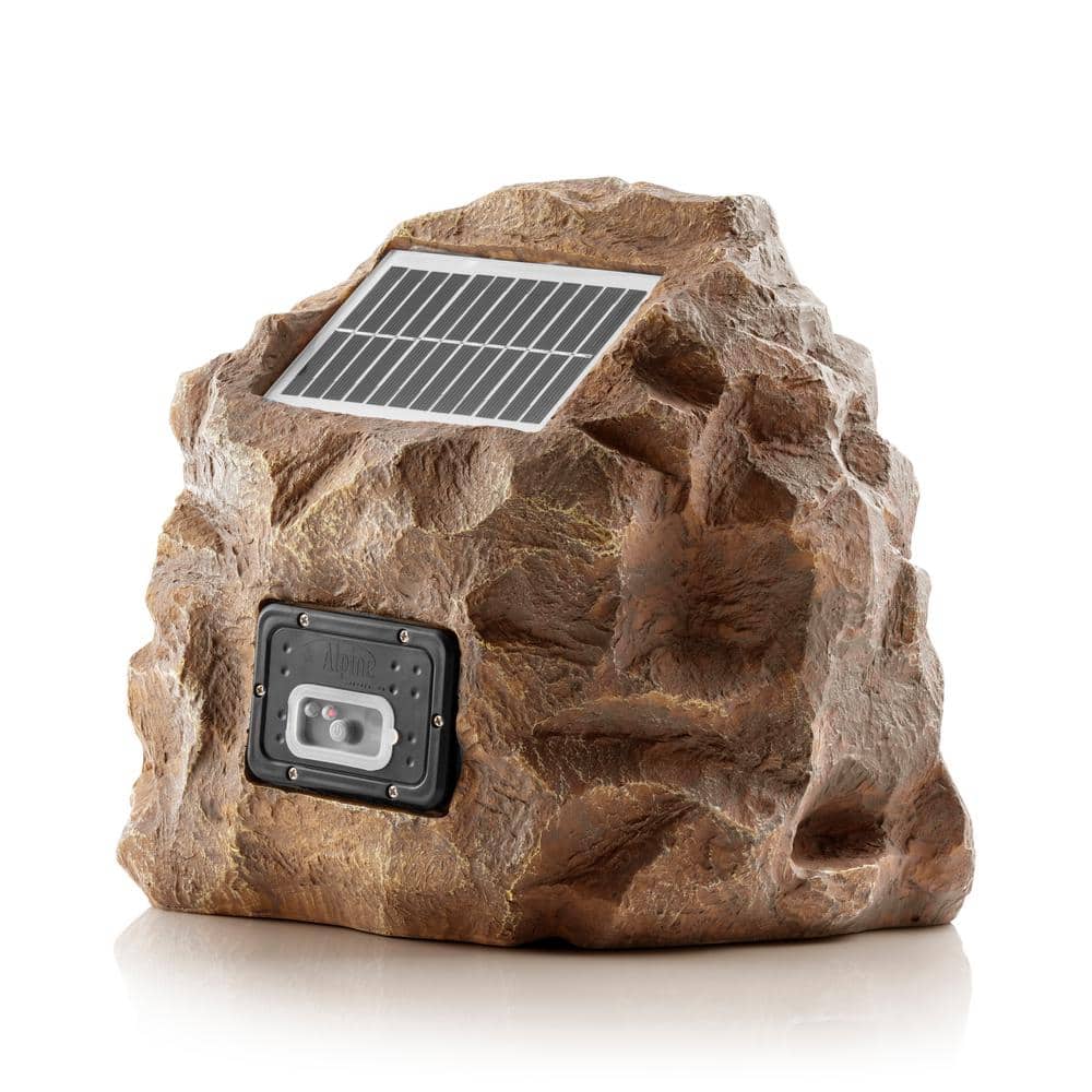 Brown Weatherproof Solar-Powered Outdoor Rock Speaker