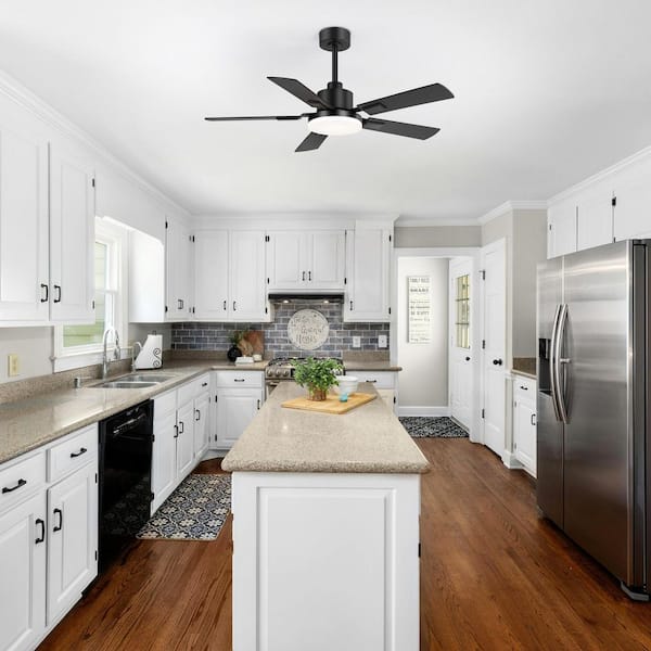 Beth 48 in. Indoor Black Modern Industrial Ceiling Fan with Integrated LED Light and Remote Control Included