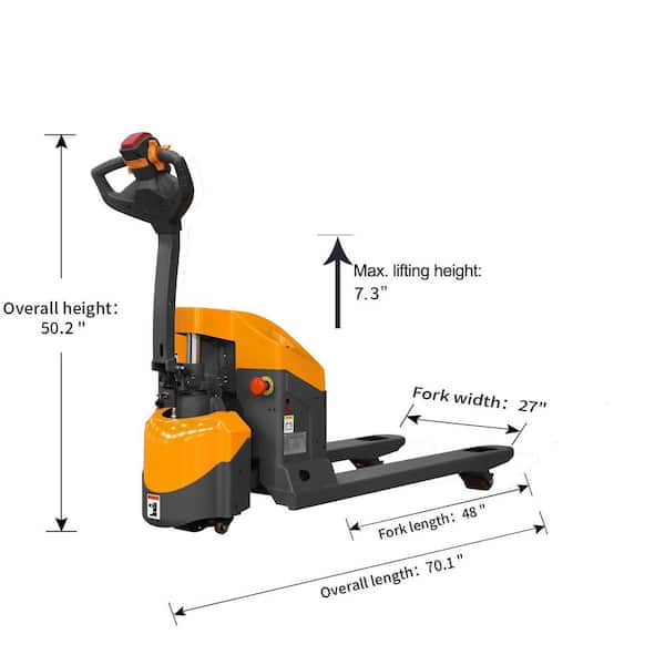 3300 lbs. 3 in. Lowered Fully Electric Pallet Jack Self-Propelled Pallet Truck with 24V/65AH Gel Battery