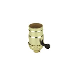 Polished Brass 3-Way Lamp Socket with Turn Knob Switch (1-Pack)