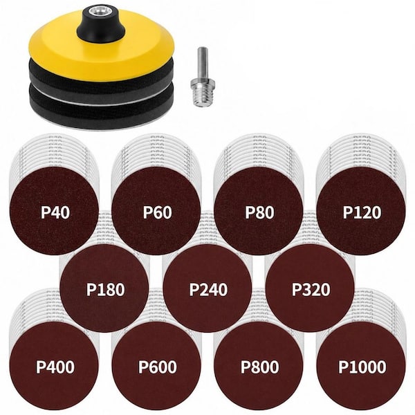 114 Piece Angle Grinder Sanding Disc Kit 5 in. Hook Loop Foam Backing Pad Drill Attachment 40-1000 Grit