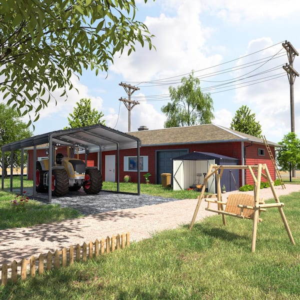 VEIKOUS 4 ft. W x 6 ft. D Metal Outdoor Storage Shed 24 sq. ft., Gray PG0301-23