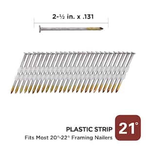 2-1/2 in. x 0.131 21-Degree Bright Finish Smooth Shank Plastic Strip Framing Nails (5000 -Per Box)