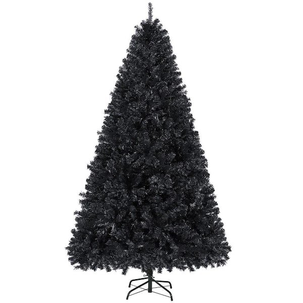 Unlit Hinged Fir Artificial Christmas Tree with Foldable Stand, Black
