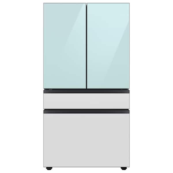 Samsung Bespoke 23 cu. ft. 4-Door French Door Smart Refrigerator with Beverage Center in Morning Blue/White Glass, Counter Depth