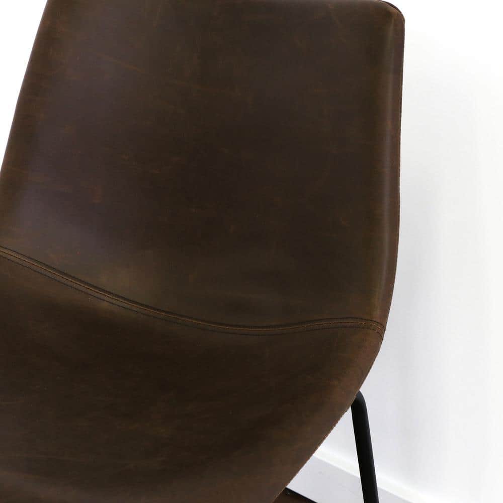 Modern 26" Brown Faux Leather Counter Stool with Metal Legs