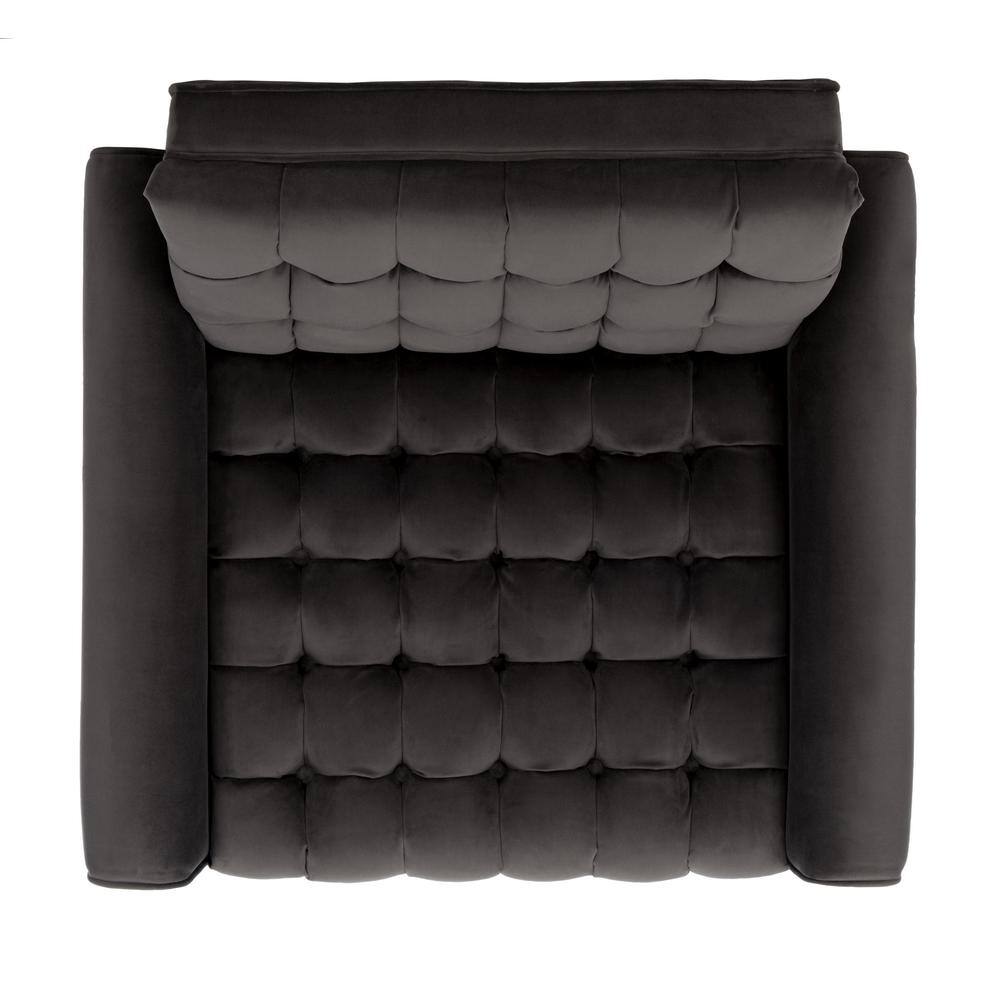 Shale Velvet Lawson Accent Chair with Black Wood Legs