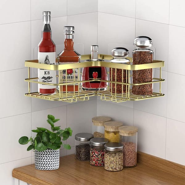 Dracelo 3-Pack Adhesive Stainless Steel Corner Shower Caddy Organizer Shelf  with 8 hooks B0B8MZKBH8 - The Home Depot