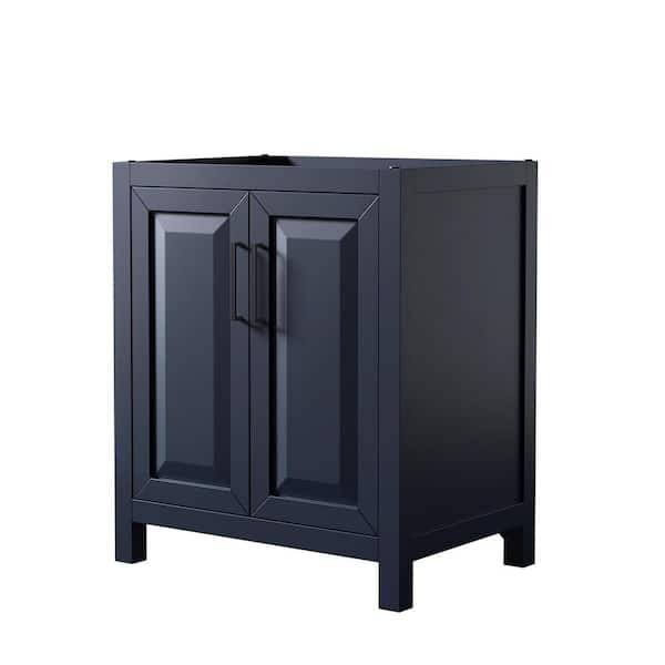 Wyndham Collection Daria 29 in. W x 21.5 in. D x 35 in. H Single Bath Vanity Cabinet without Top in Dark Blue
