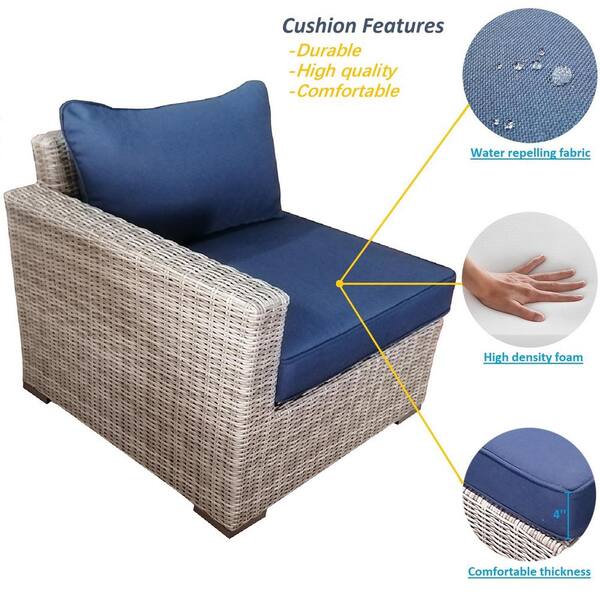 Andmakers 12 Piece Wicker Rattan Outdoor Sectional Set With Blue Cushions And Coffee Table Cs W28 Wicker Rattan Outdoor Sectional Set, Outdoor Furniture Makers