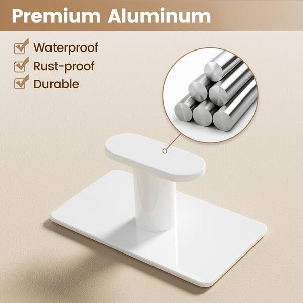 LAIFUCAM Adhesive Wall Hook Towel Holder in White, Waterproof Rust